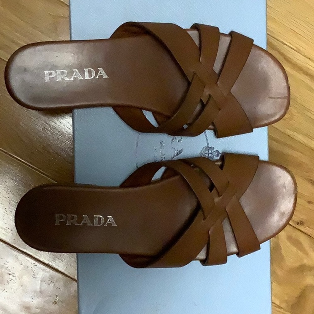 PRADA Woven Triple Strap Slide - Picture 2 of 5